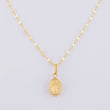 Set Cadena Flor Espejo + Dije Virgen Milagrosa / 1.2g / 18 in Oro Amarillo 18K