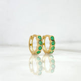 Hoop Earrings Circles 2.4gr / 1.2cm / Emeralds 44pts Yellow Gold (Jewel)