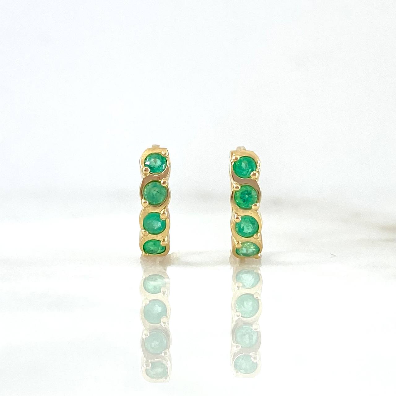 Hoop Earrings Circles 2.4gr / 1.2cm / Emeralds 44pts Yellow Gold (Jewel)