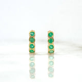 Hoop Earrings Circles 2.4gr / 1.2cm / Emeralds 44pts Yellow Gold (Jewel)