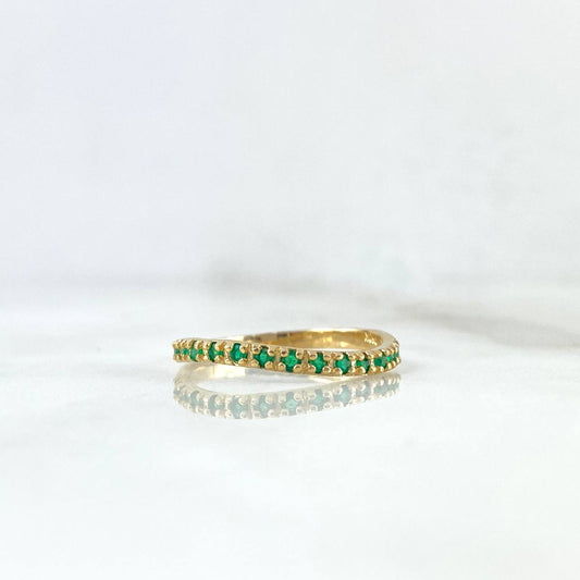 Curved Linear Ring 2gr / T7 1/4 / Emeralds 25pts Yellow Gold (Jewel) *
