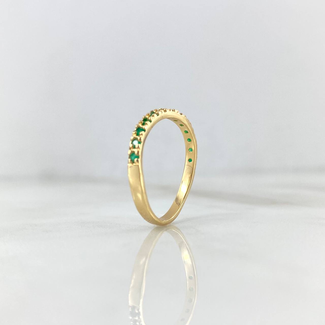 Curved Linear Ring 2gr / T7 1/4 / Emeralds 25pts Yellow Gold (Jewel) *