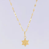 Mirror Flower Chain Set + Star of David Pendant / 1.2g / 18 in 18K Yellow Gold