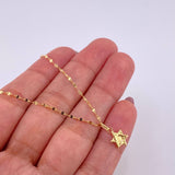 Set Cadena Flor Espejo + Dije Estrella de David / 1.2g / 18 in Oro Amarillo 18K