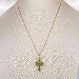 Set Veneciana + Cruz Trebol Esmeralda 1.7gr / 17 3/4 in / 0.49mm Oro Amarillo 18K &