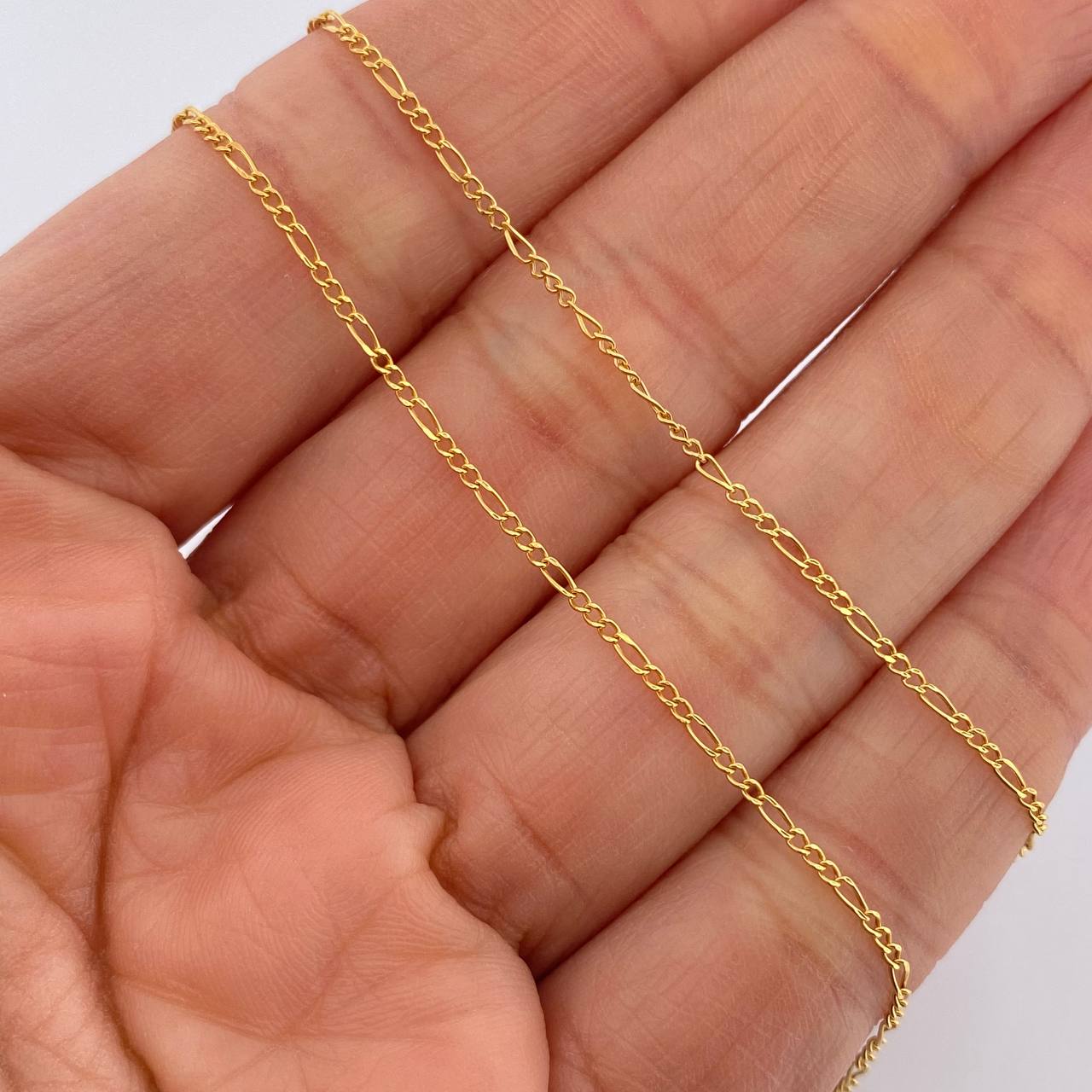 Cadena Figaro 1.1gr / 19 3/4 in / 1.25mm Oro Amarillo +1 18K %