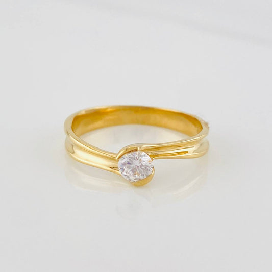 Curved Solitaire Ring 2.1g / T5 1/2 Yellow Gold 18K
