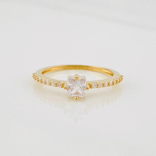 Anillo Solitario Cuadrado 1.8g / T6 1/4 Oro Amarillo 18K