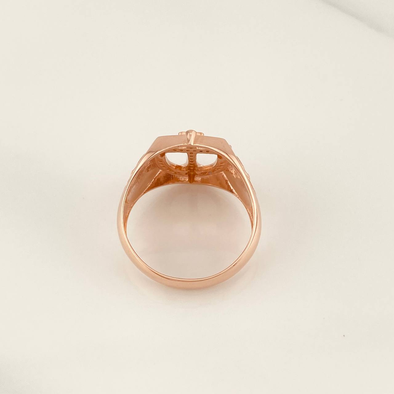Cross Signet Ring 7.65g / T11 3/4 Rose Gold 18K