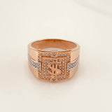 Signet Ring Peso Sign 9.8g / T11 1/4 Two White Rose 18K Golds
