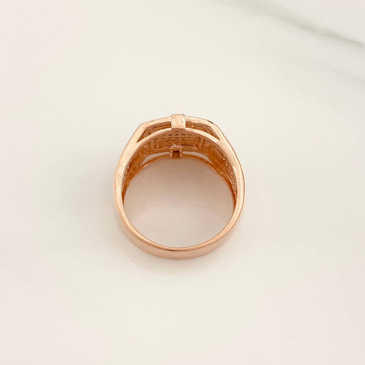 Signet Ring Peso Sign 9.8g / T11 1/4 Two White Rose 18K Golds
