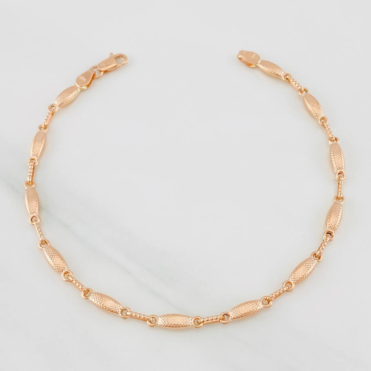 Pulso Rustico Eslabon 3.8g / 7 3/4 in / 3.25mm Oro Rosa 18K