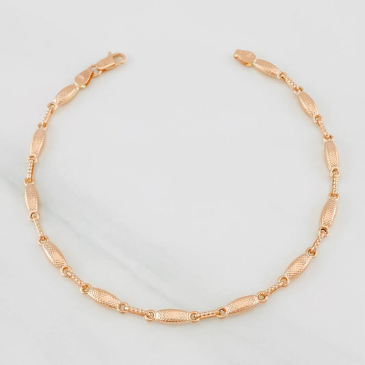 Pulso Rustico Eslabon 3.8g / 7 3/4 in / 3.25mm Oro Rosa 18K