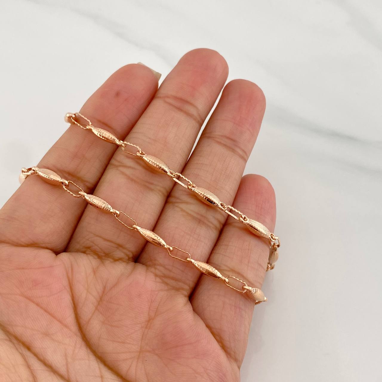 Cadena Rustica Eslabon 10.55g / 24 in / 3.45mm Oro Rosa 18K