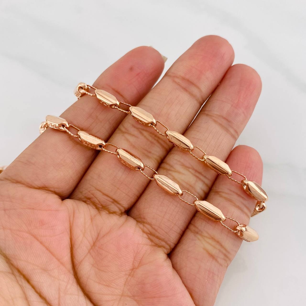 Rustic Tribal Chain 14.4g / 24 in / 3.8mm 18K Rose Gold