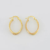 Hoop Earrings Daki Oval 1.8g / 1 in Three Golds 18K