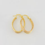 Hoop Earrings Daki Oval 1.8g / 1 in Three Golds 18K