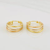 Hoop Earrings Daki Oval 1.8g / 1 in Three Golds 18K