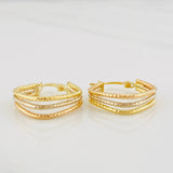 Hoop Earrings Rhombus 1.7g / 3/4 in Three Golds 18K
