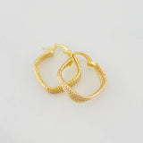 Hoop Earrings Rhombus 1.7g / 3/4 in Three Golds 18K