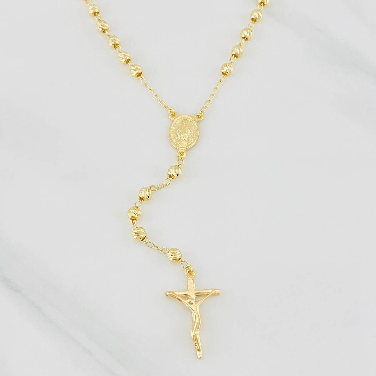 Rosary Miraculous Virgin 10.3g / 24 in / 4mm Yellow Gold 18K