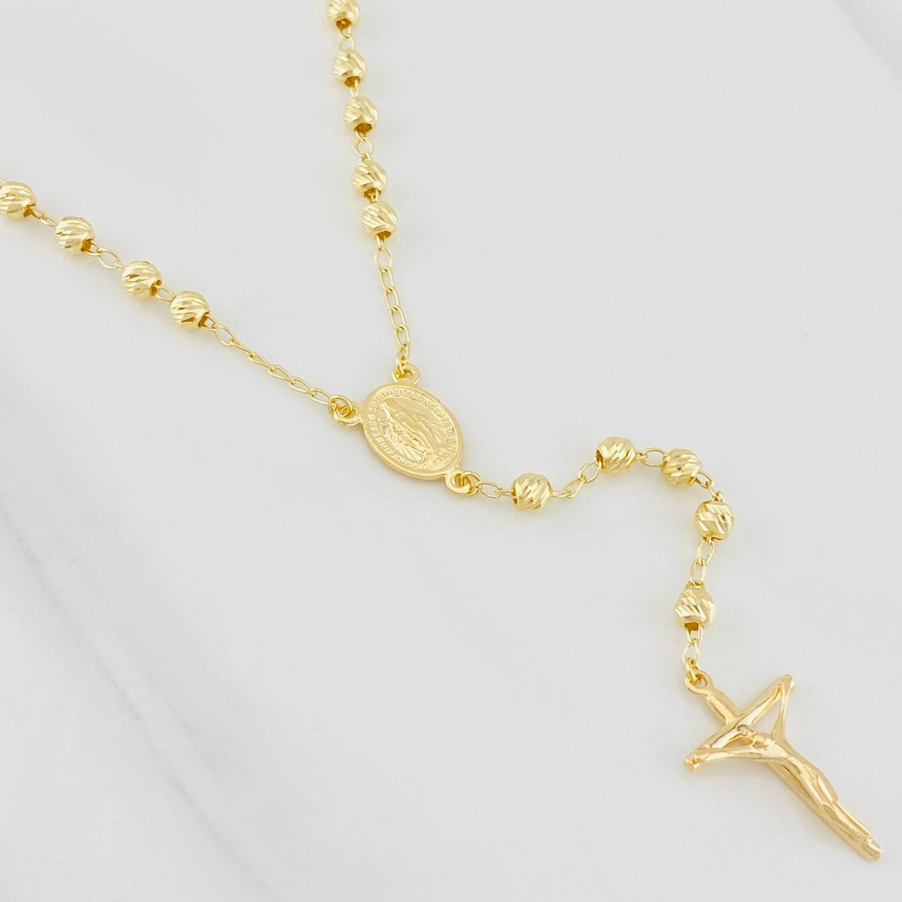 Rosary Miraculous Virgin 10.3g / 24 in / 4mm Yellow Gold 18K