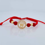 Pulsera Tejida Roja Corona 2.1gr / 5mm Oro Amarillo 18K %
