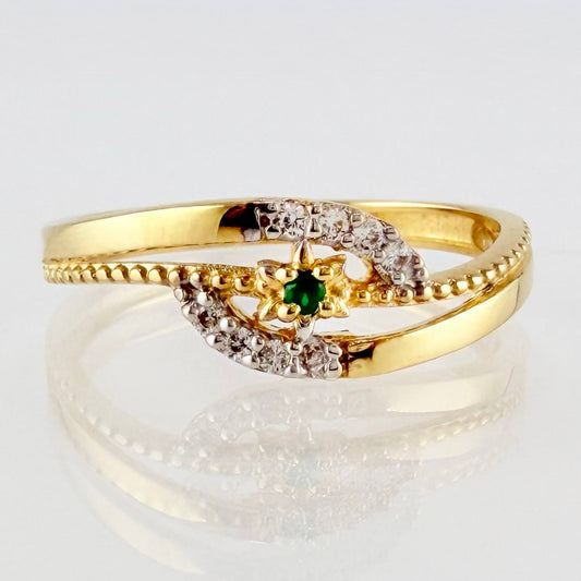 Anillo Lineas Flor 2.2gr / T7 3/4 / Oro Amarillo 18K