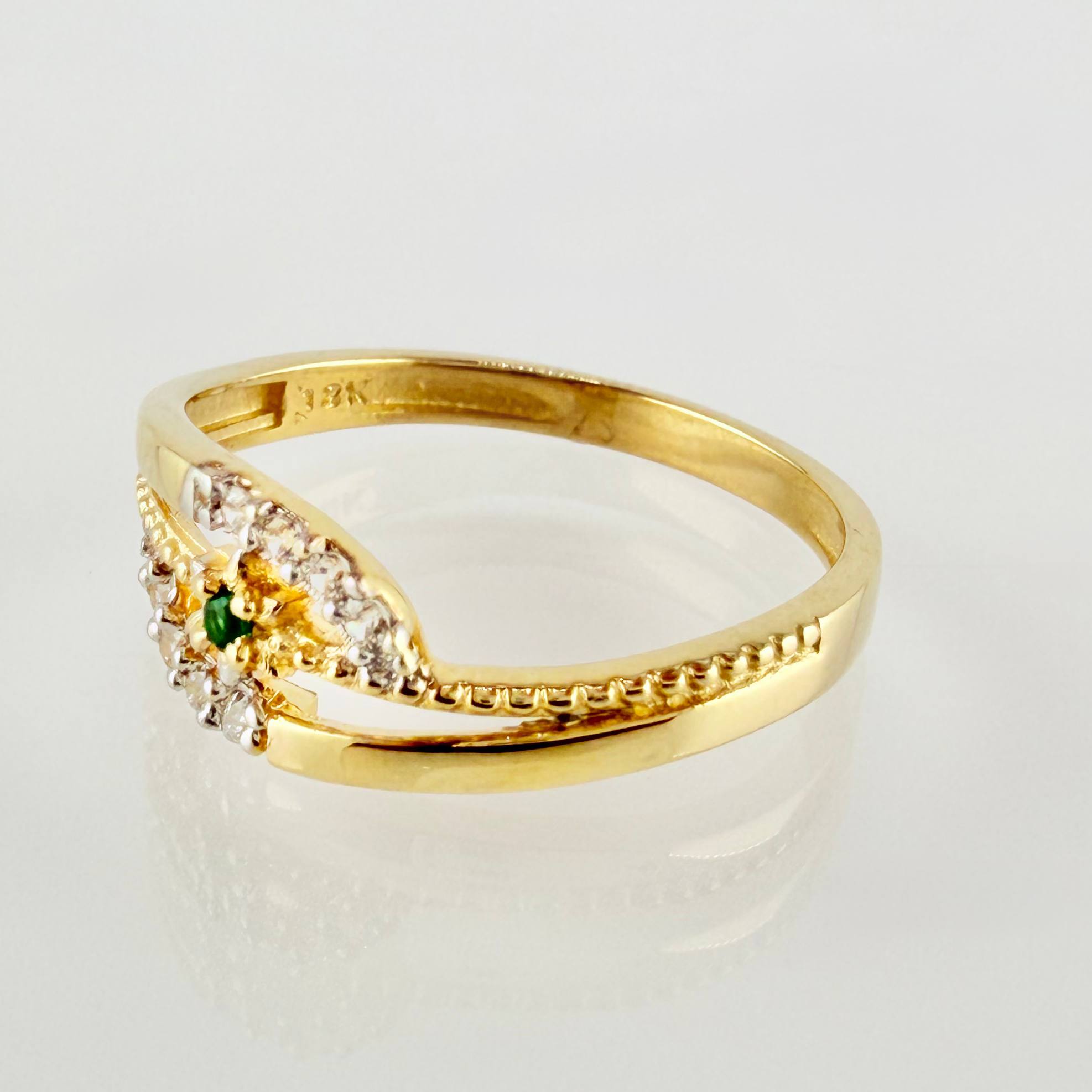 Anillo Lineas Flor 2.2gr / T7 3/4 / Oro Amarillo 18K