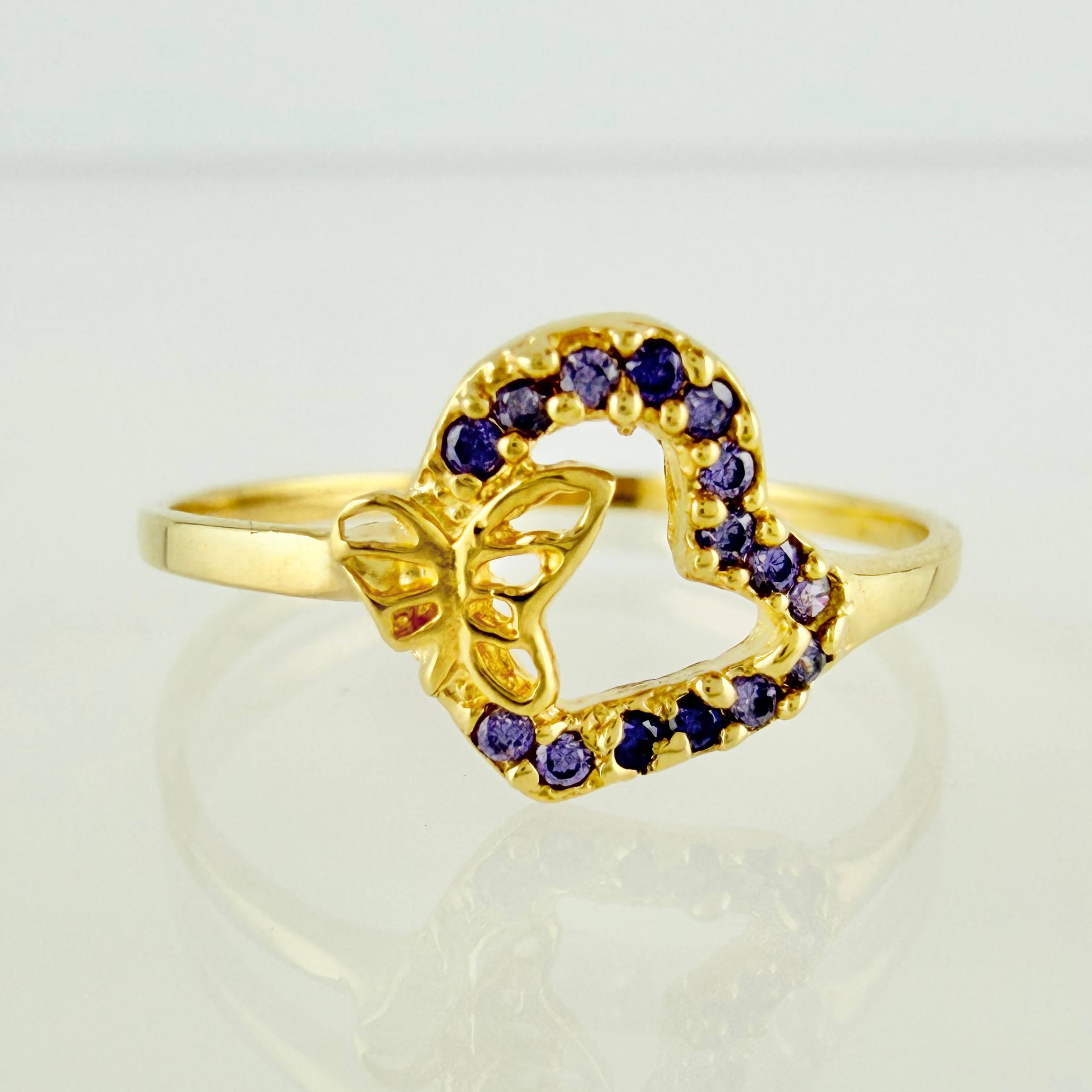 Anillo Corazon Mariposa 1.05gr / T5 3/4 / Oro Amarillo 18K