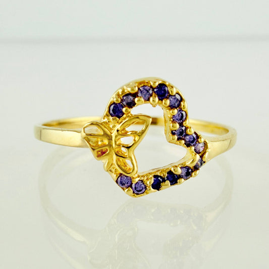 Anillo Corazon Mariposa 1.05gr / T5 3/4 / Oro Amarillo 18K