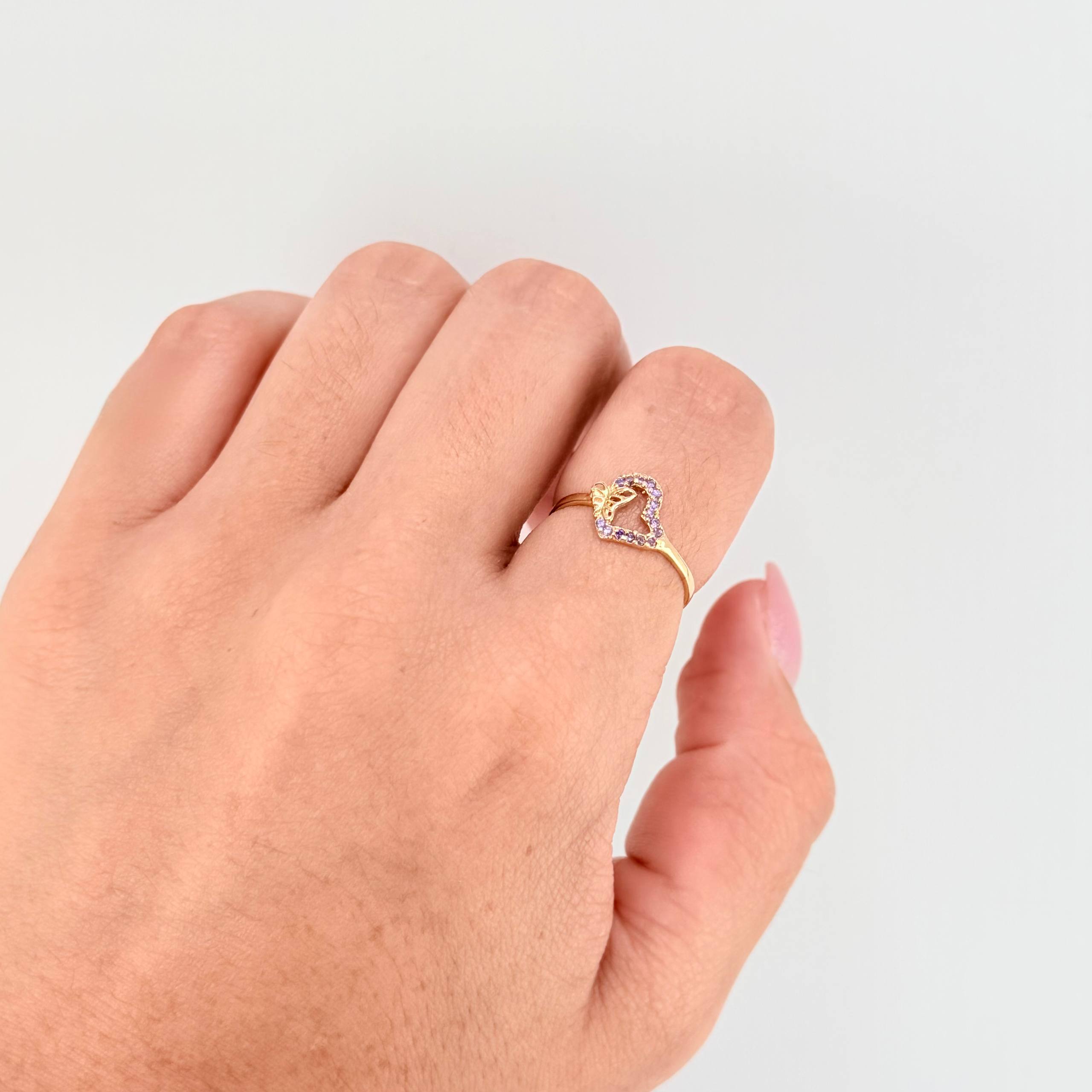 Anillo Corazon Mariposa 1.05gr / T5 3/4 / Oro Amarillo 18K