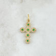 Pendant Crúz Tupida 1.95gr / 2.8cm / White Green Zircons 18K Yellow Gold *