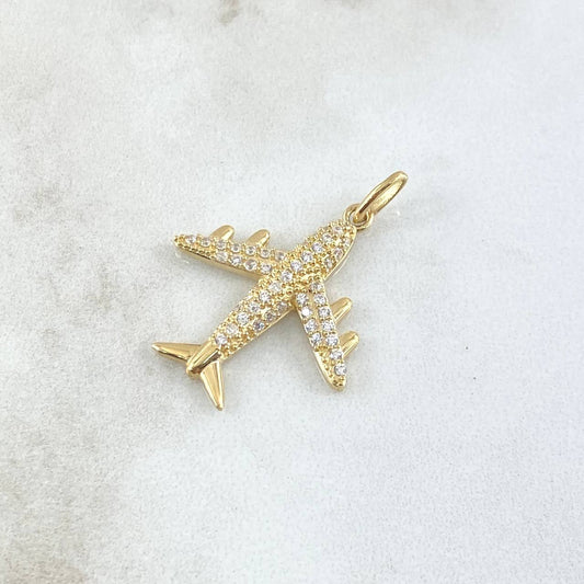 Pendant Airplane 2.85gr / 3cm / White Zircons 18K Yellow Gold ©