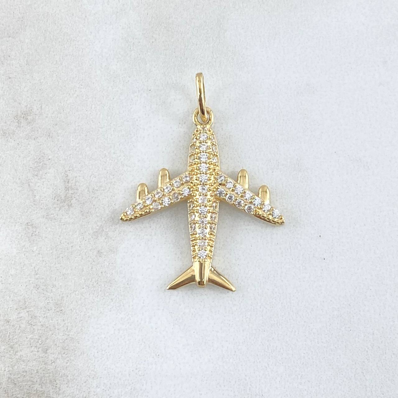 Pendant Airplane 3gr / 3.2cm / White Zircons 18K Yellow Gold ©