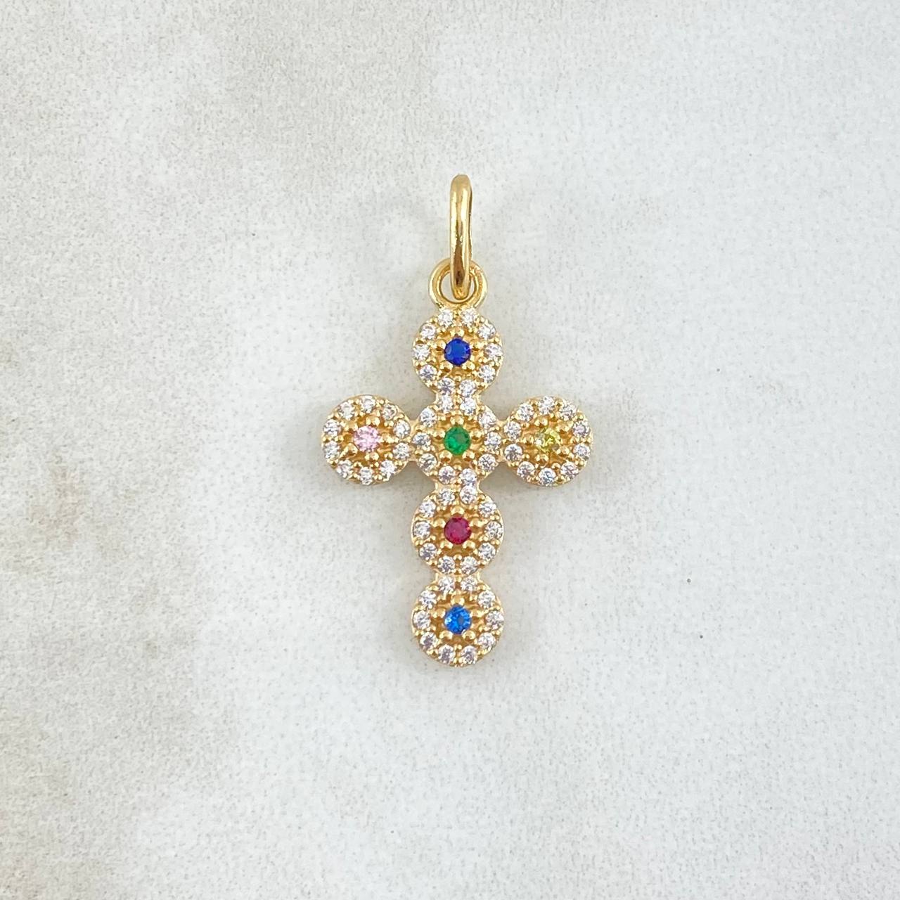 Dije Crúz Tupida 2.05gr / 2.8cm / Circones Colores Oro Amarillo 18K *