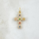 Dije Crúz Tupida 2.05gr / 2.8cm / Circones Colores Oro Amarillo 18K *