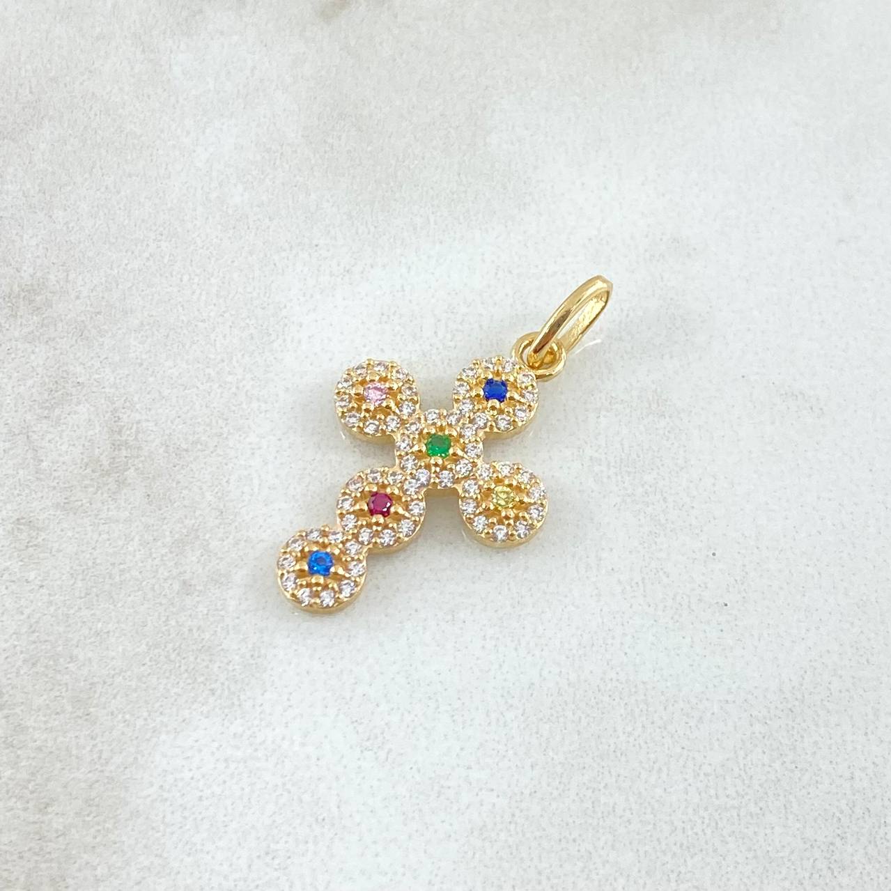 Dije Crúz Tupida 2.05gr / 2.8cm / Circones Colores Oro Amarillo 18K *