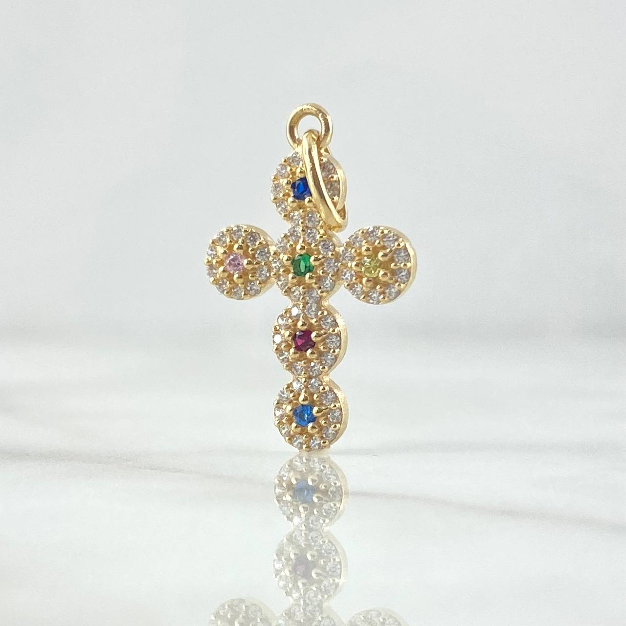Dije Crúz Tupida 2.05gr / 2.8cm / Circones Colores Oro Amarillo 18K *