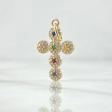 Dije Crúz Tupida 2.05gr / 2.8cm / Circones Colores Oro Amarillo 18K *
