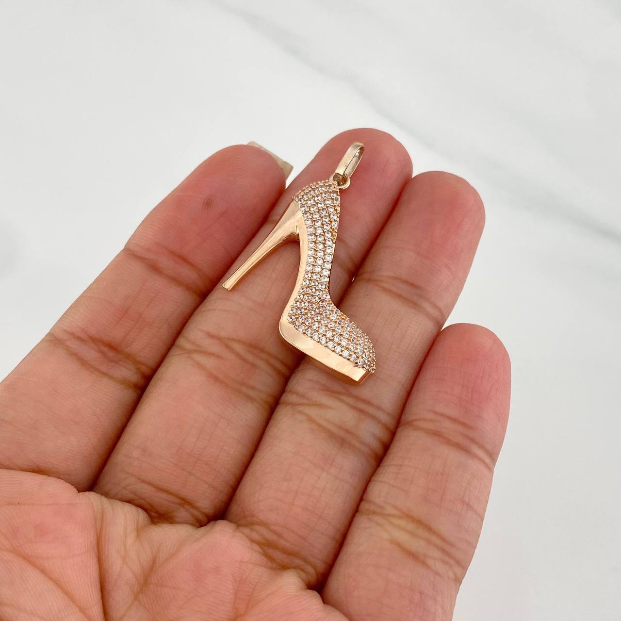 Heel Pendant 3.35g / 1 1/4 in Two-Tone White Rose Gold 18K