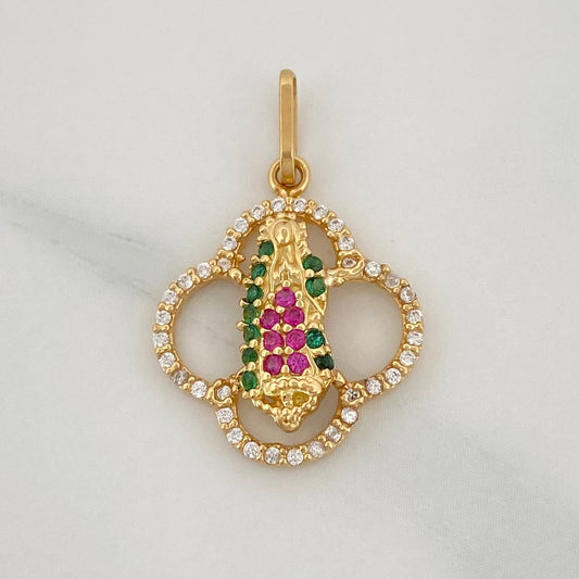 Dije Trebol Virgen Guadalupe 2.15gr / 1 in / Oro Amarillo 18K %