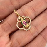 Clover Virgin of Guadalupe Pendant 2.15gr / 1 in / 18K Yellow Gold %