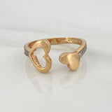 Anillo Doble Corazon 2.05gr / T6 / Dos Oros Amarillo Blanco 18K $