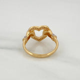 Anillo Manos Corazon 4.1gr / T7 1/2 / Dos Oros Amarillo Blanco 18K $