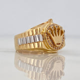 Crown Signet Ring 8gr / T8 3/4 / Two-Tone Yellow White Gold 18K $