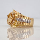 Crown Signet Ring 8gr / T8 3/4 / Two-Tone Yellow White Gold 18K $