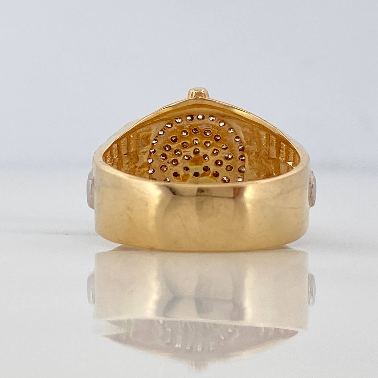 Crown Signet Ring 8gr / T8 3/4 / Two-Tone Yellow White Gold 18K $