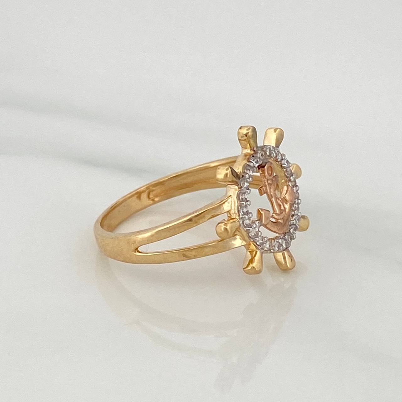 Anillo Ancla 2.75gr / T6 1/4 / Tres Oros 18K $