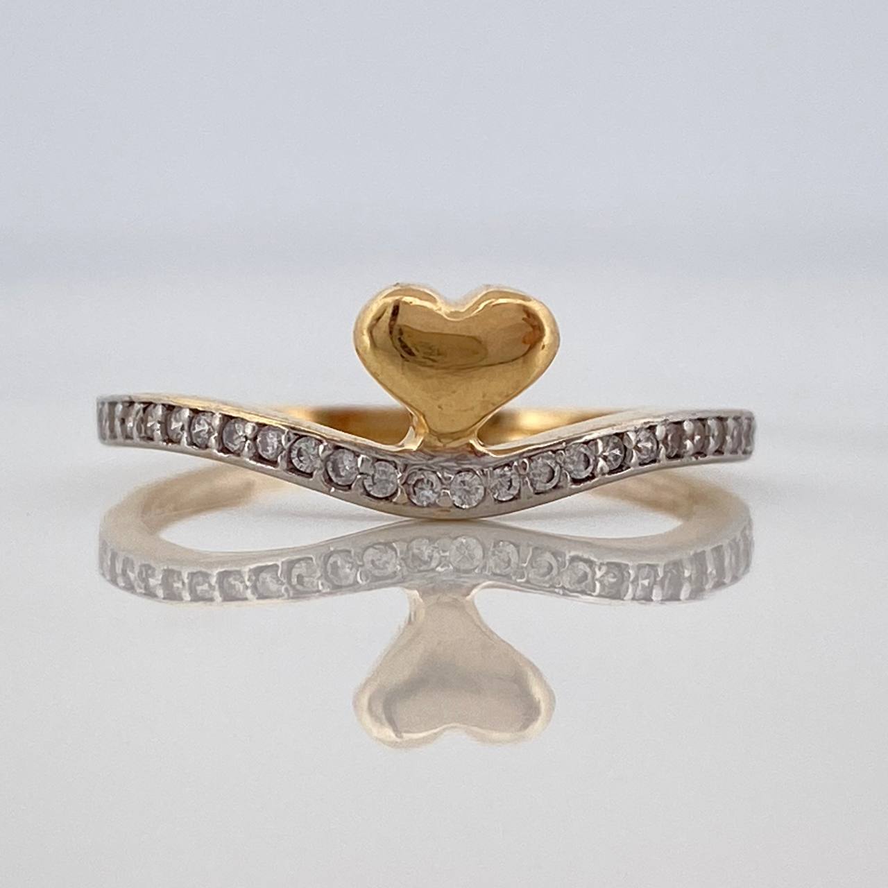Anillo Corazon 1.85gr / T7 / Dos Oros Amarillo Blanco 18K $